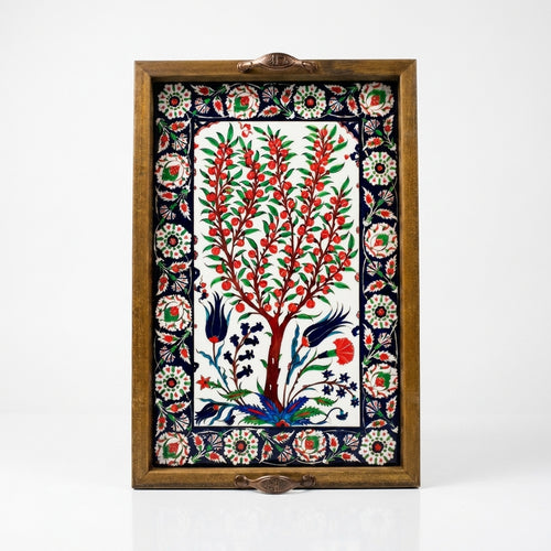 25x40 cm Hayat Ağacı Çini Tepsi