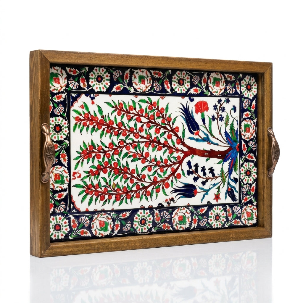 25x40 cm Hayat Ağacı Çini Tepsi