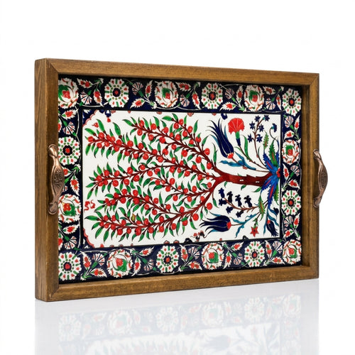 25x40 cm Hayat Ağacı Çini Tepsi