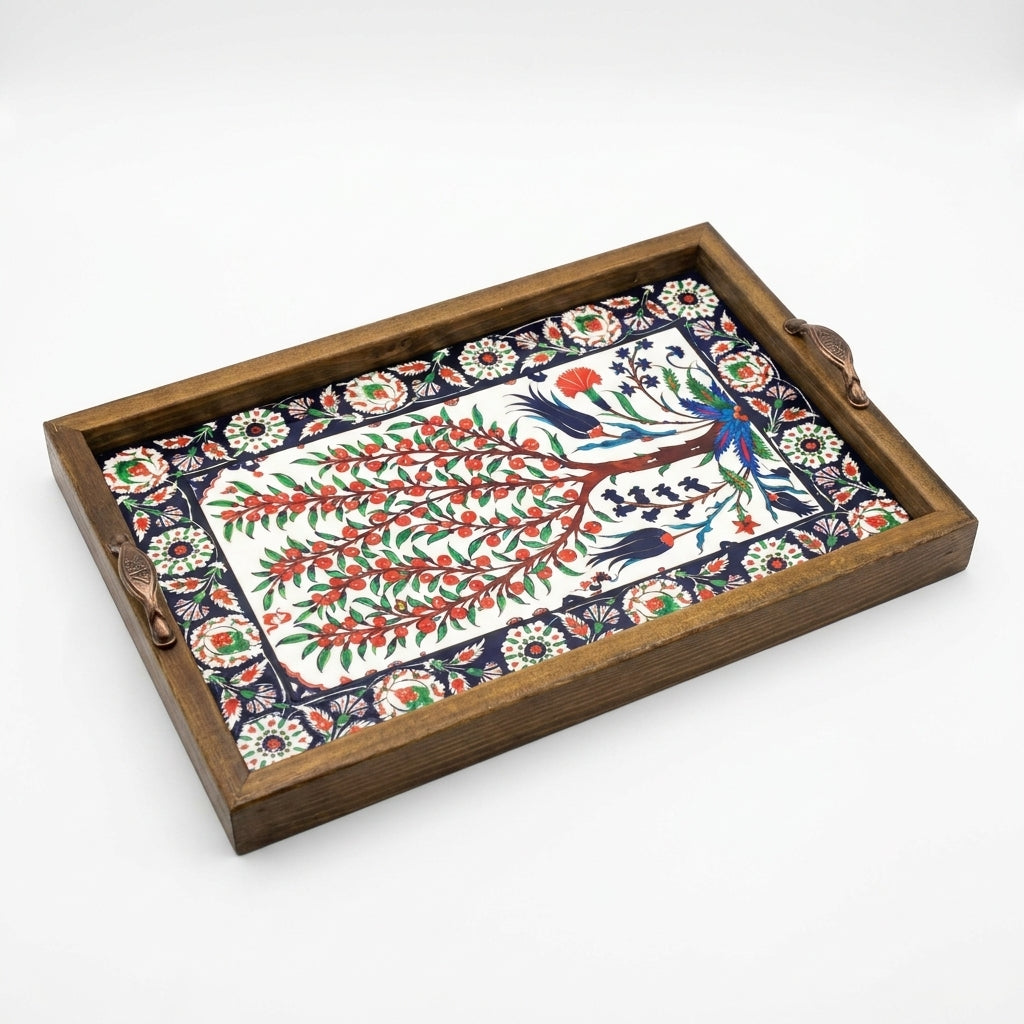 25x40 cm Hayat Ağacı Çini Tepsi