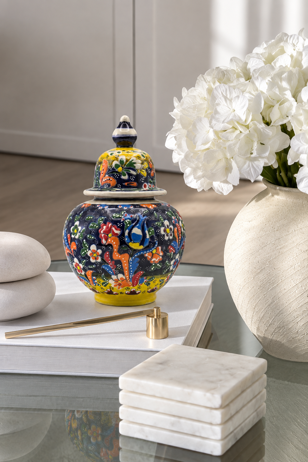 Kapaklı Mor Seramik Küp - 10 cm