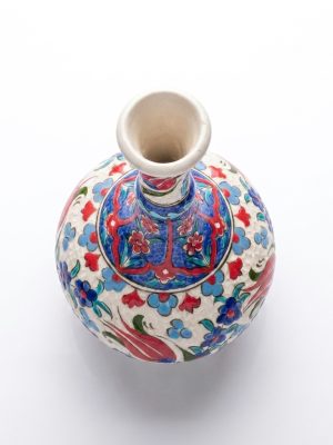 Alternative view of 23 cm Çiçek Desenli El Yapımı Seramik Vazo