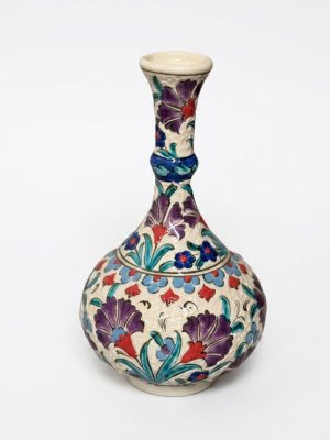 Alternative view of 23 cm El Yapımı Çiçek Desenli Seramik Vazo