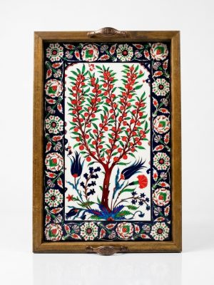25X40 Hayat Ağacı Çini Tepsi