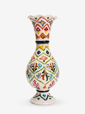 30 cm El Dekoru Çini Desenli Seramik Vazo