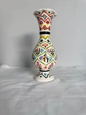 30 cm Yeşil Çiçekli Çini Vazo