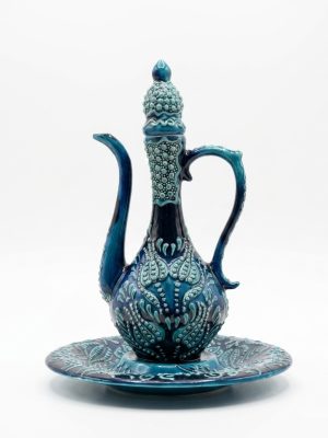 35 cm Turkuaz Çini Desenli Dekoratif İbrik