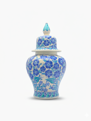 Çini Mavi Çiçekli Küp