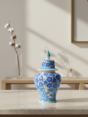 Alternative view of Çini Mavi Çiçekli Küp