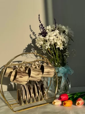 Alternative view of Çizgi Model Kahverengi 6'lı Fincan Takımı