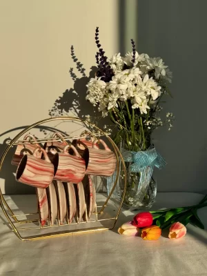 Alternative view of Çizgi Model Kırmızı 6'lı Kahve Fincanı