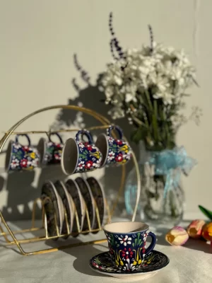 Dantel Model Lacivert 6'lı Kahve Fincanı