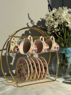 Alternative view of Dantel Model Renkli 6'lı Kahve Fincanı