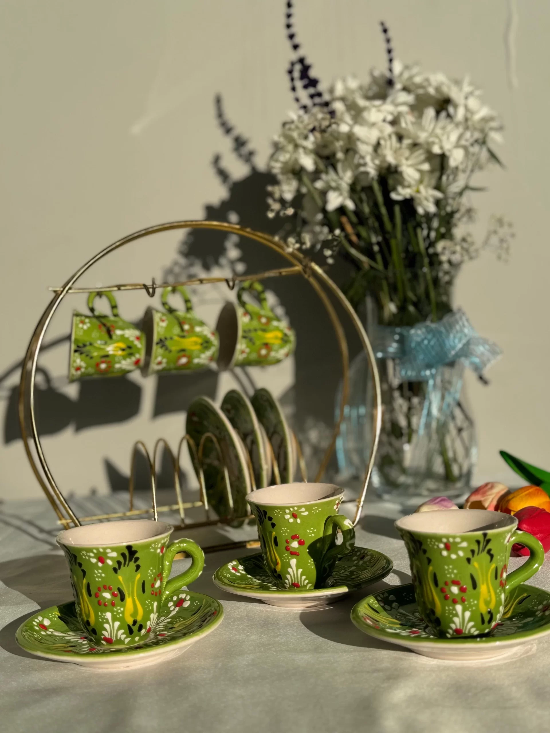 Dantel Model Yeşil 6'lı Kahve Fincanı - Görsel 3