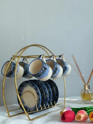 Alternative view of Ebru Model Mavi 6'lı Kahve Fincanı