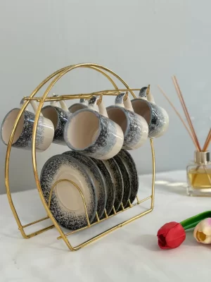 Alternative view of Ebru Model Mavi Ton 6'lı Kahve Fincanı