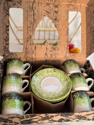 Alternative view of Ebru Model Yeşil 6'lı Kahve Fincanı