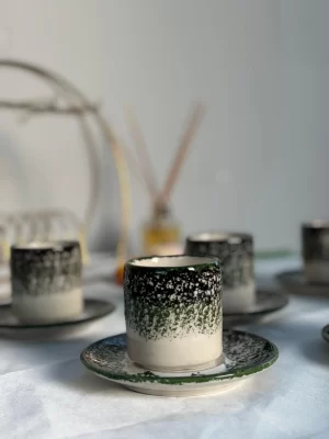 Ebru Model Yeşil Tonu 6'lı Kahve Fincanı