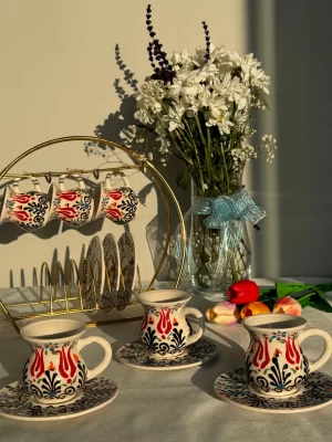 Alternative view of Kazan Model 6'lı Kırmızı Renkli Kahve Fincanı