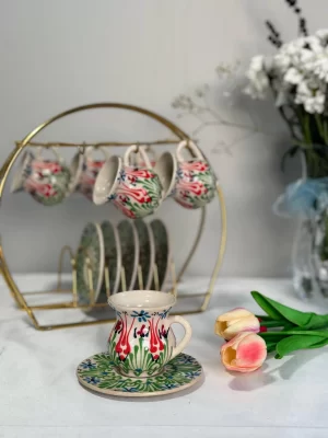 Kazan Model 6'lı Renkli Kahve Fincanı