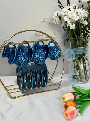 Alternative view of Kazan Model Mavi 6'lı Kahve Fincanı