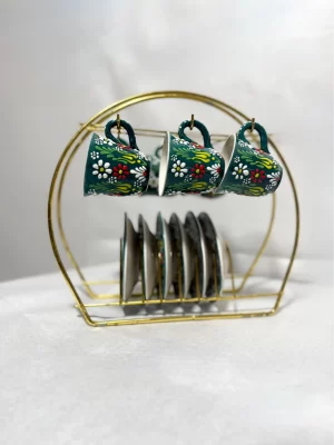 Alternative view of Petrol Yeşili Renkli Dantel Model 6'lı Fincan Takımı