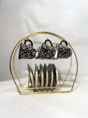 Alternative view of Siyah - Beyaz Dantel Model 6'lı Fincan Takımı