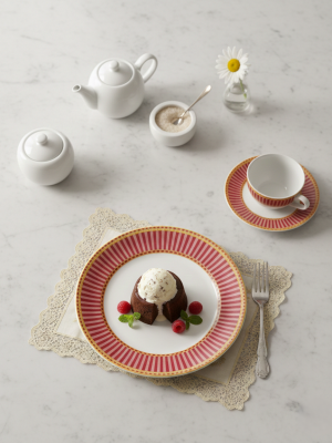 Alternative view of Lune 21 cm Tatlı Tabağı | Kırmızı, Pembe ve Gold Desenli Porselen