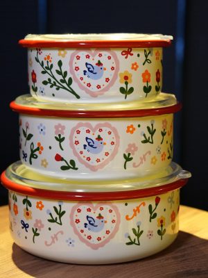 Bloom Emaye 3'lü Saklama Kabı Seti