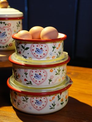 Alternative view of Bloom Emaye 3'lü Saklama Kabı Seti